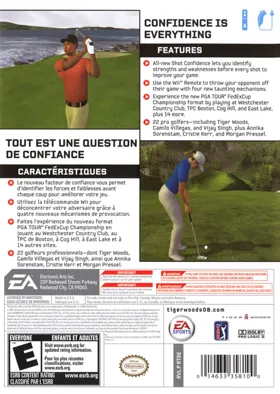 Tiger Woods PGA Tour 08 box cover back